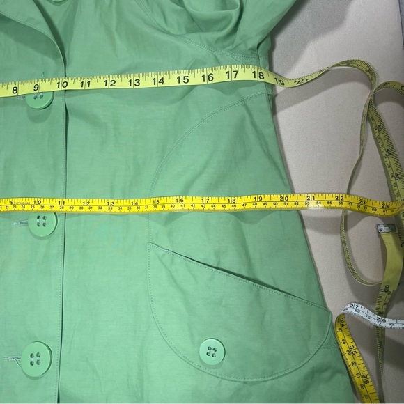 Anthropologie Tulle Pistachio Green A-Line Short Trench Coat Size Large - Picture 3 of 11